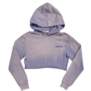 Madhappy Cropped Hoodie Small Lavender Purple Light Blue Long Sleeves